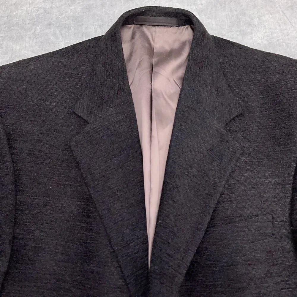 Tallia Uomo Blazer Men 40R Brown Blue Chenille Sabbia Wool Acrylic‎ Textured VTG